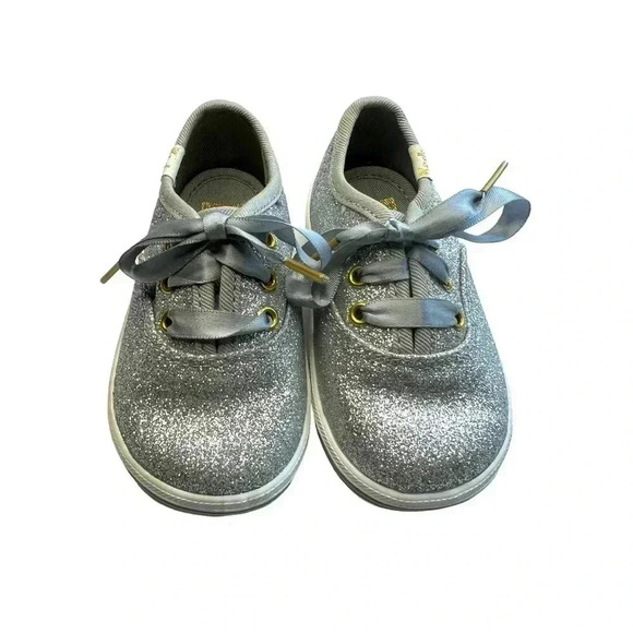 KEDS KATE SPADE GLITTER SNEAKERS SLIVER SNEAKERS SIZE 4 TODDLER LIKE NEW - Picture 10 of 12